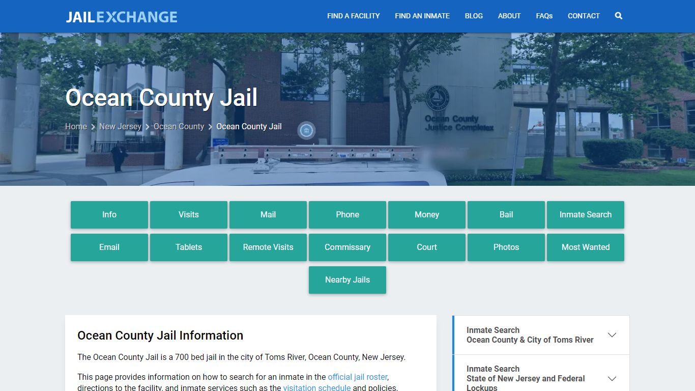 Ocean County Jail, NJ Inmate Search, Information